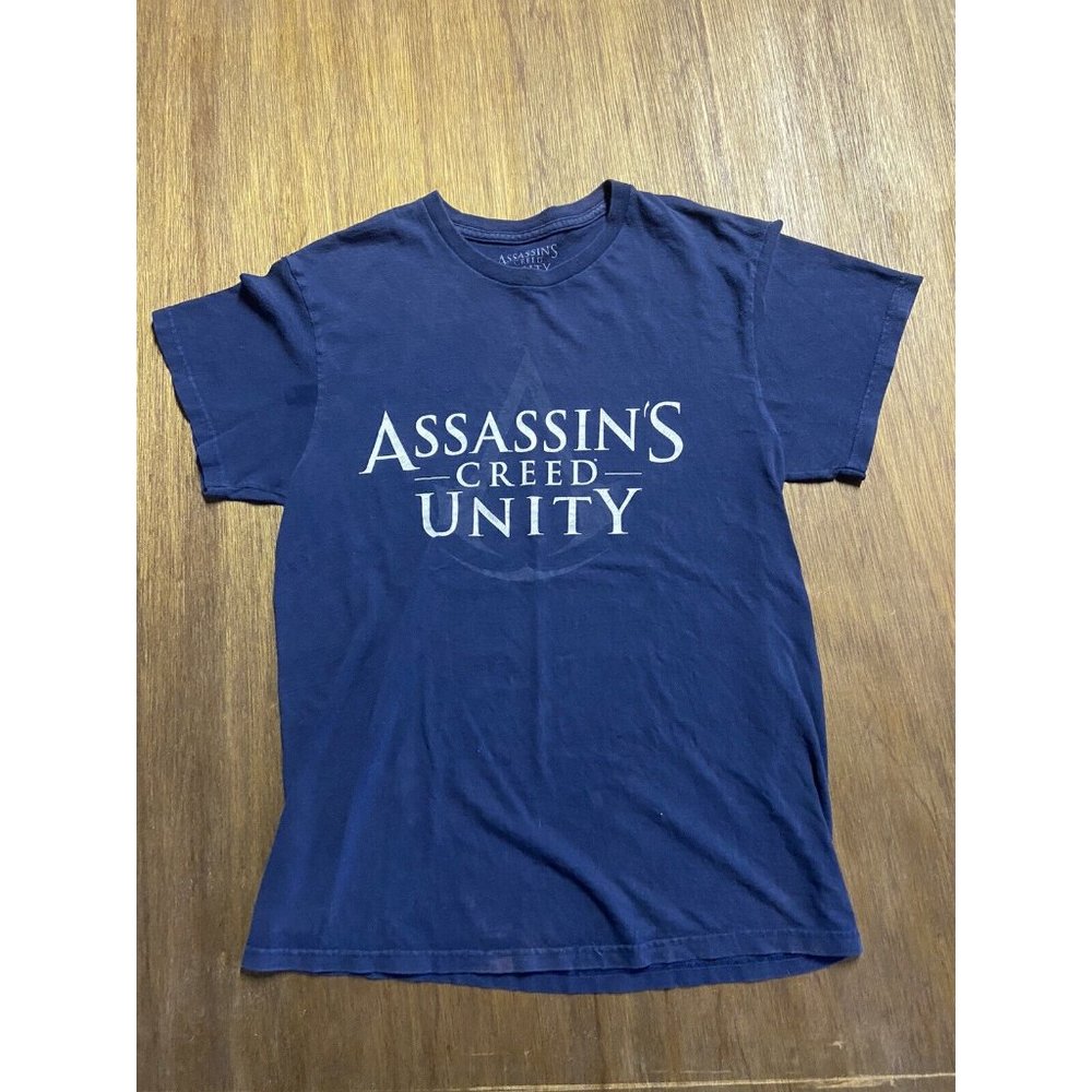 Assassin's Creed Unity Blue Graphic Video Game Tee 100% Cotton Medium WEAR